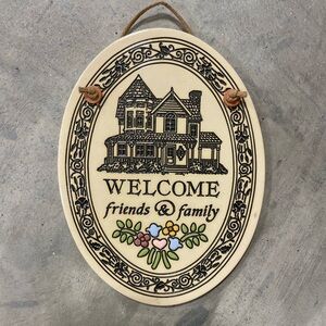 Trinity Pottery Hanging sign Welcome‎ Family and Friends ceramic plaque
